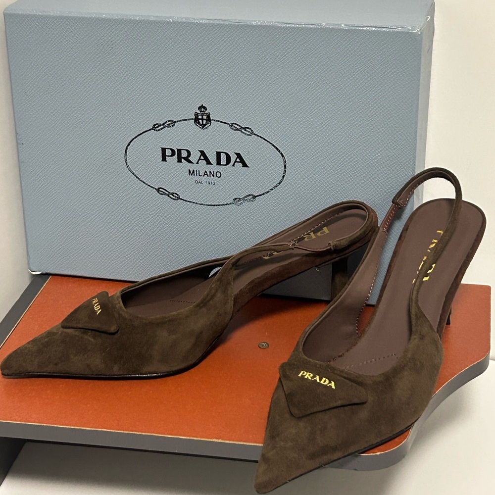 Prada Brown Suede High Heels - Picture 7 of 8
